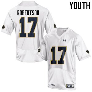 Notre Dame Fighting Irish Youth Isaiah Robertson #17 White Under Armour Authentic Stitched College NCAA Football Jersey FWW6799NL